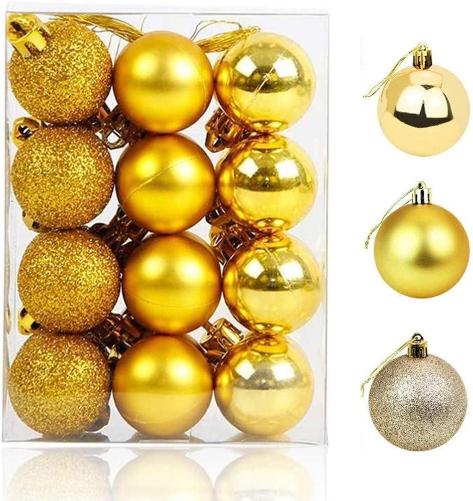 Christmas Balls Ornaments for Desktop Christmas Tree Decorations Baubles 24 Pieces 1.2 inch Mini Decorative Ball for Wedding Party (Gold)