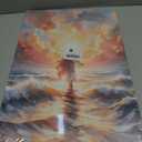 Jesus Walking on Water Canvas Wall Art Christian God Wall Decor Sacred God Walking on Ocean Beach Painting Pictures Religious Posters Prints for Living Room Bedroom Church Home Decorations Framed