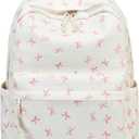 LEDAOU School Backpack Teen Girls Lightweight Bookbag Elementary Middle School Backpacks College Laptop Bag Travel Daypack (Bow Print-pink)