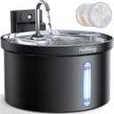 Wireless Cat Water Fountain [Water & Battery Separation] FEELNEEDY Stainless Steel Automatic Pet Water Dispenser, 4000mAh Battery Operated Water Fountains for Cats Dogs - 3.5L/118oz