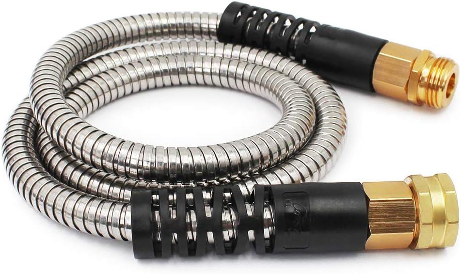 Cesun Metal Garden Hose 5FT, Short Connector, Water Lead-in Hose Extension, Kink-Free, Flexible and Lightweight, Drinking Water Hose for Hose Reel, RV