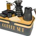SOTECH Pour Over Coffee Maker Set Coffee Kettle Scale Ceramic Server Ceramic Dripping Cup Bean Grinder Filter Paper Ceramic Cup ALL in 1 Portable Metal Box for Traveling