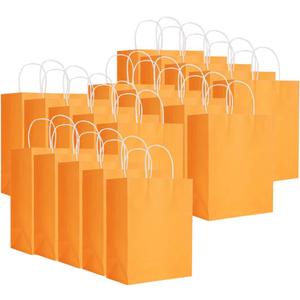 Eco‑Friendly Portable Kraft Paper Bag Shop Clothes Packaging Gift Bag, (Orange, Red, Green, Yellow)