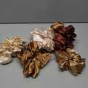 Large Silk Satin Scrunchies for Women Big Scrunchies Jumbo Satin Hair Ties Oversized Hair Scrunchies for Thick Curly Hair Pack of 6 (Black,Champagne,Brown,Gold)