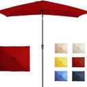 6.5x10FT Rectangular Patio Umbrella with Push Button Tilt & Crank Lift for Garden, UV Protection Outdoor Umbrella for Deck, Pool and Yard, Red