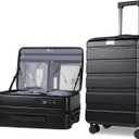 KROSER Carry On Luggage with Spinner Wheels & Built-in TSA Lock, Expandable Top Opening Hard Shell Suitcase Large Capacity Durable Rolling Luggage with USB Port, Carry-On 20-Inch, Black