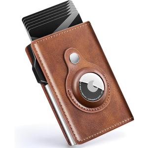 2 x Wallet for Men Minimalist Pop Up Credit Card Case Holder 1-7 Cards, Smart Slim Wallet with Money Clip ID Window RFID Blocking Bifold Compact(Airtag Not Included) Wallets Gifts for Men (Brown)