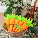 Domensi 24 Sets Easter Party Supplies Tableware Easter Utensils Plastic Cutlery Cocktail Carrot Napkins Spoons Forks Knives and Satin Ribbon (Orange and Green)