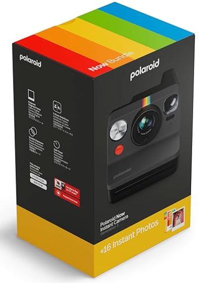 Polaroid Now 3rd Generation I-Type Instant Camera +16 Color Photos (6560) , Now Black Camera