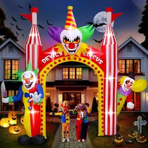 Kalolary 12 FT Halloween Inflatables Clown Archway Outdoor Decorations, Giant Clown Arch Blow Up Yard Decorations Scary Inflatable with Build-in Lights for Yard Garden Lawn Indoor Outdoor Decor