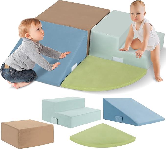 CAPAKIDS Large 6 Pcs Toddler Climbing Toys Indoor, Foam Blocks with Velcro, Fashionable