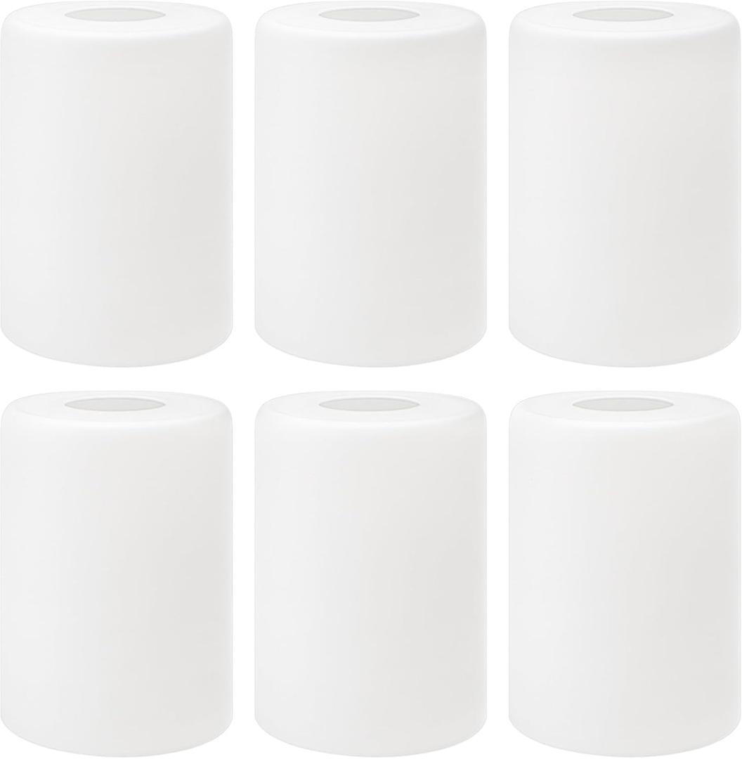 Hedume 6 Pack White Frosted Glass Shades Replacement, 5.5" Height - 4" Diameter - 1.7" Fitter, Cylinder Glass Lamp Shade Replacement for Wall Sconces, Pendant Light, Floor Lamps