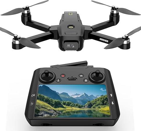 GPS Drone with Camera for Adults Beginners, 4.5" HD LCD RC Screen 32G SD Card with Drone Professional Auto Return, FPV Drones Long Range Follow Me, 5GHz Transmission Gesture Control, under 249g