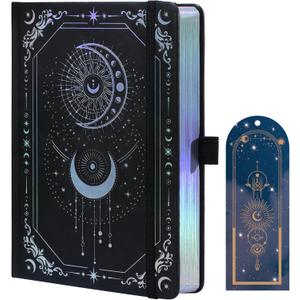 TIEFOSSI Dot Journal, 160gsm 190 Numbered Pages, Diary for Work & Sketching, A5 Hardcover Leather Journal for Writing Women Men (Black Silver)