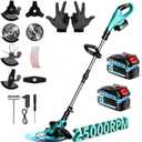 25000 RPM Electric Weed Wacker, 2 Battery, 12 Brushless Cordless 4-in-1 Brush Cutter/Weed Eater/String Trimmer/Grass Trimmer, Electric String Trimmer 2 Batteries and Charger