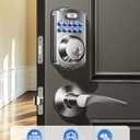 Veise Keyless Entry Door Lock with 2 Lever Handles - Electronic Keypad Deadbolt, Easy Installation Digital Smart Front Door Lock Set, Satin Nickel