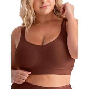 SHAPERMINT Wireless Bras for Women No Underwire  Small to Plus Size Bralettes with Support and Natural Lift (Medium: 30C, 32C, 34BC, 36B, Chocolate, Fixed Straps)