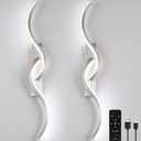 Modern Battery Operated Wall Sconces, Rechargeable Wall Sconces, 3000K-6500K LED Wireless Wall Light, Modern Wall Lamp not Hardwired for Living Room Bedroom Hallway (Nickel)