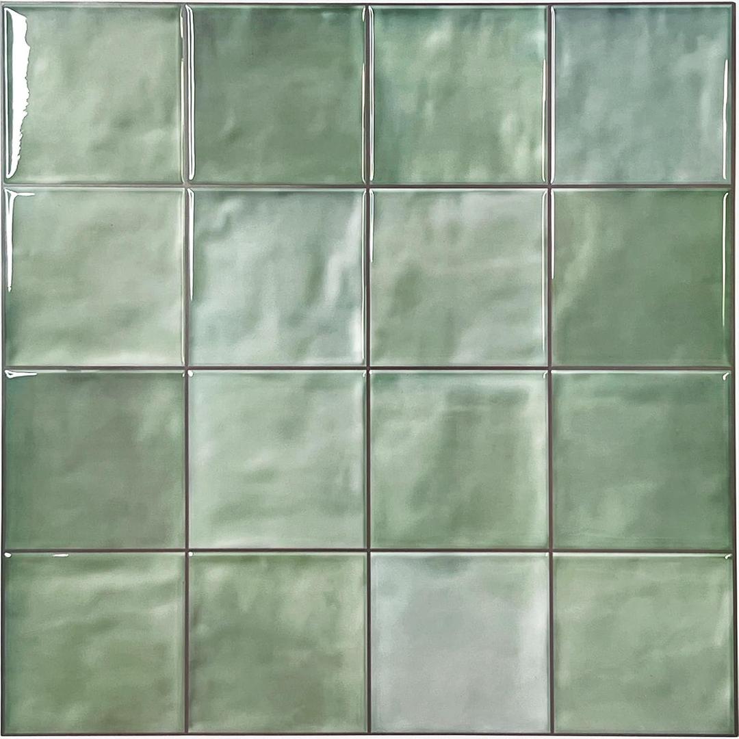 5 Sheets Peel and Stick Backsplash, Self Adhesive Wall Tiles, 3D Adhesive Tile Backsplash, 12"x12"Premium Self Adhesive Wall Tiles Peel and Stickfor Kitchen, Bathroom, RV(Spring Moss)
