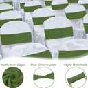 CHENGU 100 Pcs Spandex Chair Sashes Plain Bow Wedding Royal Chair Bands Without Buckle Birthday Decorations Elastic Ties Spandex Slider Sashes for Events Party Ceremony (Moss Green)