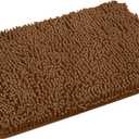 Brown Bathroom Rugs – Thick Chenille Bath Mats | Absorbent and Washable Bath Rug Non-Slip, Plush and Soft Rugs for Bathroom, Shower, Sink - 17" x 23"