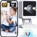 Indoor Camera, 2K Cameras for Home Security with Color Night Vision & Siren, 2-Way Audio for Pet/Dog/Baby/Nanny, 2.4GHz WiFi Camera, 24/7 Cloud & SD Card Storage, Works w/Alexa, with 64GB SD Card (w/64GB SD card 1 Pack White)