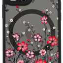LUHOURI for iPhone 13 Pro Max Case Cute - Wireless Charing Compatible,Trendy Floral Design for Women Girls,Military-Grade Shockproof Not-Slip Matte Phone Cover, Vibrant Red Wildflowers