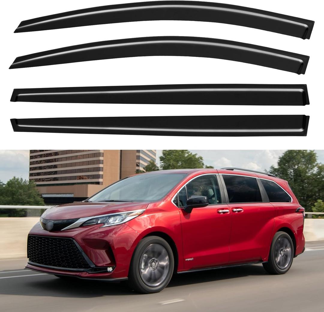Window Visors Rain Guards for 2021 2022 2023 2024 2025 Toyota Sienna, Out-Channel Window Vent Wind Deflectors Visors Shades for 21 22 23 24 25 Sienna