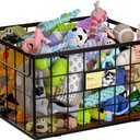 Metal Dog Toy Bin Storage Box with Handles for Puppy and Pet - Personalized Large Chew Proof Dog Toy Basket Organizer for Living Room