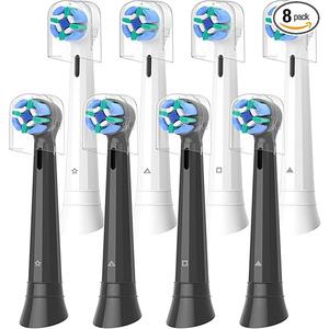 iO Replacement Toothbrush Heads Compatible with Oral B iO 3/4/5/6/7/8/9/10 Electric Toothbrush (4 White + 4 Black, Pack of 8)