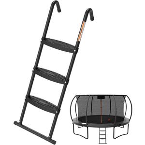Gardenature Trampoline Ladder, 3-Steps with Horizontal Wide Steps, Universal Hook, Trampoline Stairs, Trampoline Accessories for Kids, Black