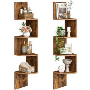 HOOBRO Corner Shelf Wall-Mounted, Set of 2 Floating Corner Shelves for Wall, 4-Tier Corner Bookshelves for Living Room, Bedroom, Bathroom, Home Office, Rustic Brown BF25BJP201 (41.3 Inches) HOOBRO Corner Shelf Wall-Mounted, Set of 2 Floating Corner Shelves for Wall, 4-Tier Corner Bookshelves for Living Room, Bedroom, Bathroom, Home Office, Rustic Brown BF25BJP201 (41.3 Inches)