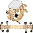 YONWORTH Cuban Chain Band Compatible with Apple Watch Bands 38/40/41/42/44/45 46 49mm Women,Bling Diamond Chain Dressy Metal Wristband Cute Charms Pendants for iWatch Series 10 9 8 7 6 5 4 3 SE Ultra