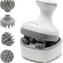 Electric Scalp Massager, Portable Rechargeable Head Massager with 8 Removable Massage Claws, Waterproof Handheld Hair Scalp Scratcher for Full-Body Massage and Stress Relax (White)