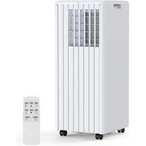 8,000 BTU Portable Air Conditioner for Indoor Rooms, 3-In-1 AC Unit for Bedroom 250-350 Sq.Ft, Dehumidifier, Fan, Sleep Mode, 24 Timer, Remote Control, Window Kits