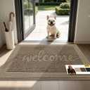 JSEI Door Mat 24"x 36",Absorbent Dirt Welcome Mat,Non-Slip Entryway Rugs Washable Indoor Entrance Mats,Low Profile Floor Mat for Entryway and Front Back Door,Beige