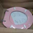 Pink Round Toilet Seat Natural Wood Toilet Seat with Zinc Alloy Hinges, Easy to Install, Easy to Clean, Scratch Resistant Toilet Seat by Angol Shiold (Round, Pink)