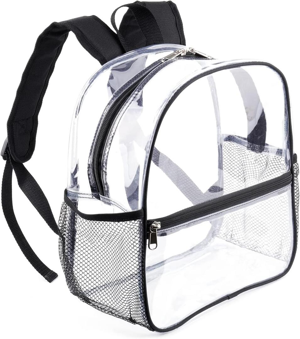Fomaris Clear Backpack for Stadium Events 12x6x12 Clear Bags Stadium Approved for Sports Concert Festival (Black)