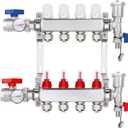 GCCSJ 4 Loops PEX Manifold Radiant Floor Heating Set Stainless Steel Heated Hydronic Heating