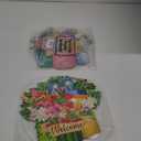 Summer Decoration Wood Sunflower Front Door Sign Double-sided Printing, Wooden Wreaths Welcome Door Wall Signs Beach Flower Ornaments Hanging Crafts for Home Farmhouse Party Porch Wall Decor