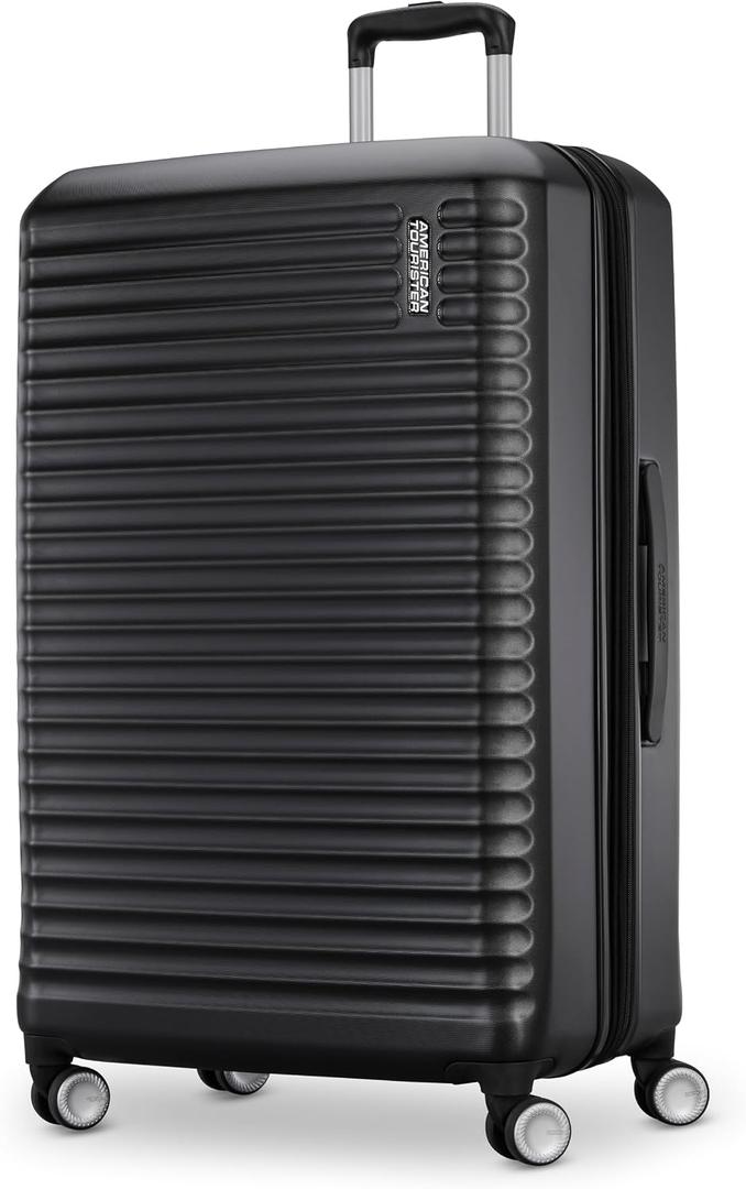 American Tourister Stratum 3.0 Large 28-Inch Spinner, Airline Approved, Durable Hardside Luggage, Expands 1.5", RightHeight Adjustable Handle, Black, Large - Checked