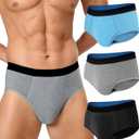 Incontinence Underwear for Men, 150ML Absorbent Washable Protective Leak Proof Reusable, Briefs 3 Pack (Multicolor02, Medium)