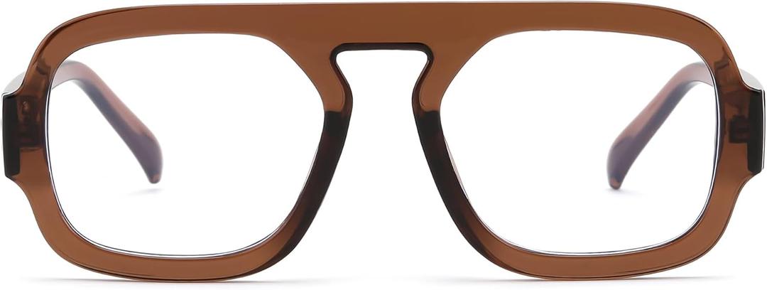 FEISEDY Fashion Blue Light Blocking Glasses for Woman Men Trendy Vintage Square Frame Stylish Fake Eyeglasses B0285 (Brown)