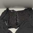 Floerns Women's Plus Size Lace Up Front Bell Sleeve Asymmetrical Hem Blouse Top Black, 1XL