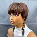 Pixie Cut Wig Human Hair for Black Women Short Pixie Cut Wigs Natural Looking 100% Real Human Hair Wigs Glueless Full Machine Made Wigs for Black Women (S-036#4)