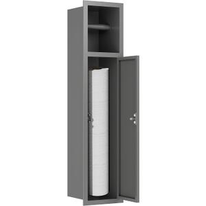 SUPERFLO Toilet Paper Holder Recessed, Over-Mounted Toilet Roll Holder with Storage Cabinet for Bathroom Remodel,304 Stainless Steel Tissue Paper Holder with Dispenser, Grey