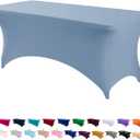 Peomeise 8FT Spandex Table Cover Rectangular Stretch Spandex Tablecloth (Dusty Blue,8FT)
