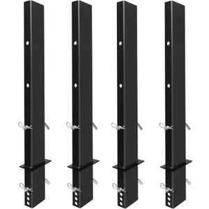 4 Pack Upgraded 30 inch Pipe Stake Black for Flatbed Trailer with 1/2 D Ring Welded, 30 inch Flatbed Trailer Stake Side Rail
