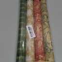 YANGTE Vintage Recyclable Christmas Wrapping Paper Rolls, Brown Kraft Wrapping Paper with Red and Green Pattern, Holiday Gift Wrapping Paper Christmas Rolls, 17x120 inch, 4 Rolls