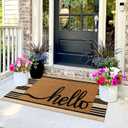Black and Khaki Striped Rugs 2.3'x3.6', Washable Hand Woven Front Door Rug, Reversible Outdoor Welcome Mat Foldable Layered Door Mats for Entryway Porch Decor Home Entrance